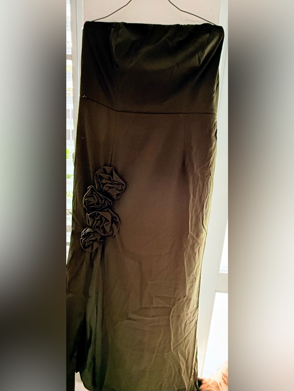 Fashion Nova Brown Backless Dress with Rosette Accents